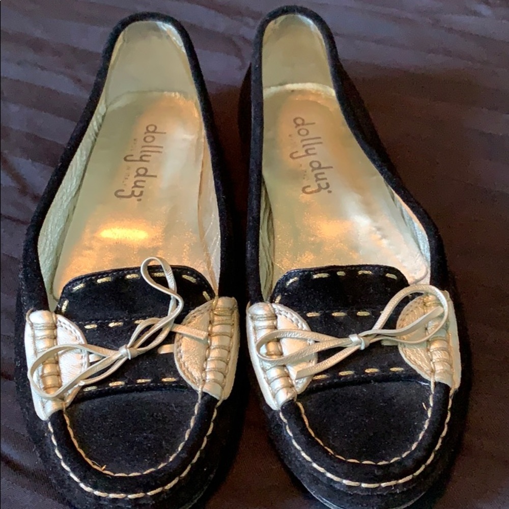 Dolly Duz  Italy size 36 Black and Gold flats
